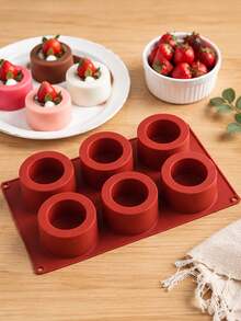 6-Cavity 3D Textured Silicone Baking Mold, Round Cup Shaped Dessert Mold For Chocolate, Mousse Cake, Pudding, Jelly, Cheesecake And Pastry, Creative Home Baking Accessory For Homemade Sweets, Parties And Celebrations - Multicolor - View 10