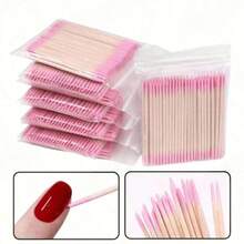 100PCS Double‑Ended Nail Polish Wiping Sticks, Cotton Buds Small Double‑Ended Eyebrow Tattoo Beauty Wiping Tools, Multi‑Purpose Manicure & Makeup Accessory - Purple - View 10