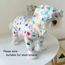 Umbrella Print Dog Raincoat Ruffled Brim Hooded Jacket Cartoon Pattern Pet Rain Poncho Clothes For Small Dogs Puppy - Multicolor - View 5