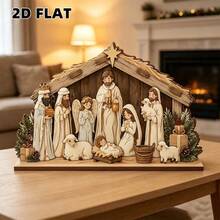 2D Plane, Advent Theme, Wooden Decorative Plaque, Party Decoration, Perfect Holiday Gift, Home, Religious Theme, Prayer Scene, Desktop Office Ornament, Christmas, Halloween Decor, Suitable For All Occasions, Pastoral Style, 2D Plane - A - View 5