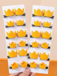 6/2pcs Set Cute Mini Crown Hair Clips, Durable And Gentle On Hair, Sweet And Adorable Hair Accessories For Women And Girls, Suitable For Daily Wear, School, Party And Vacation - Yellow - View 3