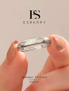 ESBERRY 1pc S Size 4mm Minimalist Hollow Ring Band, Thin Stacking Ring, Wedding Ring, Gift For Her/Him - Silver - View 2