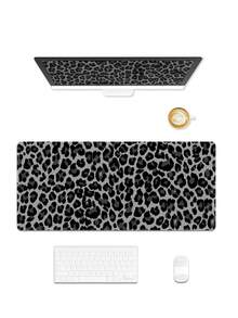 Large Desk Mouse Pad, Grey‑Black Leopard Animal Print, Non‑Slip Rubber Base Keyboard Mat For Home Office Gaming Desktop Decoration - View 6