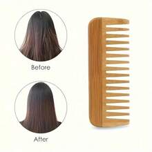 1 buah Sisir Rambut Kayu Bambu untuk Pria dan Wanita, Sisir Pijat Rambut Bergigi Lebar untuk Penggunaan di Rumah, Sisir untuk Rambut Panjang dan Pendek, Sisir Bambu Datar Portabel untuk Penggunaan di Rumah, Tanpa Gagang - MultiWarna - View 9