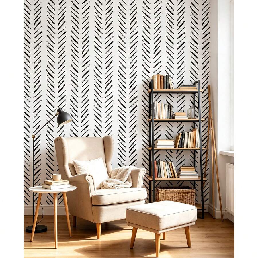 1 Roll Self-Adhesive Herringbone Pattern Wallpaper, PVC Removable Wall Sticker, Suitable For Study, Entryway, Balcony Background Renovation, Desktop, Cabinet And Bookshelf Decoration, 17.7inX39.3/118.1/196.8in
