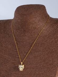 1pc European & American Style Exaggerated American Hip-Hop Punk Fashion Animal Leopard Pendant Necklace - Cheetah Necklace - View 5