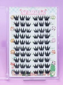 No Glue Required Self-Adhesive Spiky Dense Cluster Lashes Sharp Tip Individual False Eyelashes Pre-Glued Reusable Thick Segmented Lash Extensions Dramatic Look Soft Comfortable For Party Bold Makeup - C - View 7