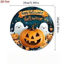 Halloween Cartoon Pumpkin Ghost Coaster Set, Round Printed Heat-Resistant Mat, Festive Table Decor, Cute Halloween Gift - PET Coaster-2768 - View 3