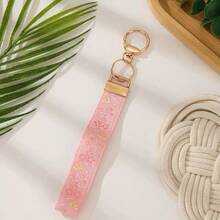 1/3pcs New Vintage Wrist Strap With Floral & Geometric Pattern, Short Printed Woven Key Chain Lanyard - A - View 5