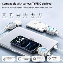 140W Full Charge Separator Type-C Phone Charger Fast Charging Adapter Earphone Phone Charger Auto Power-Off Power Protection Auto Disconnect Night Charging, Anti-Overcharge Separator - Silver - View 7