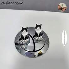2/1pc Cute Black Cat Pattern Toilet Flush Button, Decorative & Functional Toilet Tank Presser, Nail Protector, Perfect For Bathroom Upgrade, Cute Black Cat Pattern Toilet Flush Button, Toilet Press Converter - Multicolor - View 1