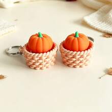 1pc Pumpkin Shaped Keychain, Clickable Basket Pumpkin 3D Printed Keychain Backpack Pendant, Keychain Accessory, Perfect Surprise Gift For Halloween, Christmas Holidays For Friends And Besties. - A - View 4