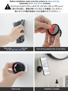 Dudukan Ponsel Magnetik Vakum Adsorpsi 3 Lapisan, Dapat Diputar & Diperpanjang, Dipasang di Dinding, Untuk Dapur, Kamar Mandi, Cermin Mandi, Dudukan Ponsel Magsafe Lipat untuk Mobil - A - View 9