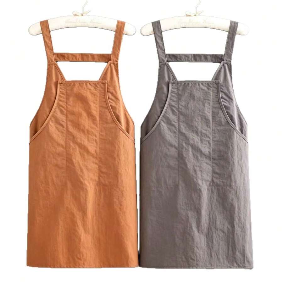 1 chiếc tạp dề nữ, tạp dề nấu ăn không tay áo dây bản rộng, có túi đựng điện thoại dung tích lớn, tạp dề bếp mềm mại, phù hợp để nướng bánh, làm vườn, dọn dẹp nhà cửa