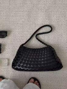 Dedoo Women's Shoulder Underarm Bag,Woven Hobo Bag,Grid Weave Pattern,Faux Leather Woven Material,Large Capacity,For Commute Vacation Ladies - Black - View 6