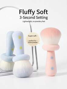 1Pc Cute Mushroom Nail Dust Brush, Soft Large Loose Powder Setting Makeup Brush, Portable Blush Highlighter Powder Brush For Manicure Face Makeup - Multicolor - View 7