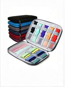 Elegant Watch Band Storage Box, Holds 8 Elastic Bands, Includes Zipper Pocket, Suitable For Travel And Digital Accessory Storage, Perfect Gift For Watch Enthusiasts, Compact Storage Box (Random Internal Layout) - Multicolor - View 2