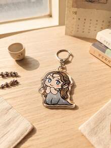 1pc/5pcs Fantasy Romance Novel Chibi Character Aesthetic Acrylic Keychains, Fantasy Romance Novel/Thorns & Roses Cute Q-Version Character Series Irregular Pattern Pendant, Backpack & Car Key Accessory, Gift For Fantasy Novel Readers & A-COTAR Fans - Multicolor - View 9