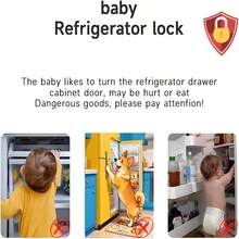1pc Easy Installation Self-Adhesive Refrigerator / Oven Safety Lock - No Drilling Required, Child Safety Design, Equipped With Strong No-Trace Adhesive Sticker, Strong Back Glue, No Residue When Removed Child Safety Lock - Multicolor - View 8