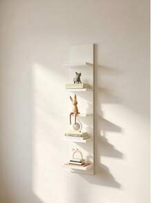Wall-Mounted No-Drill Storage Shelf With Hooks, Multi-Layer Bookshelf Display Rack For Study, Bedroom, Living Room - Multicolor - View 2