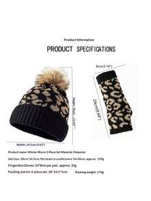 Autumn/Winter Women's Thick Warm Leopard Print Knitted Beanie Hat, Premium European & American Style - Multicolor - View 6