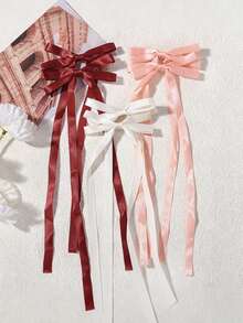 2pcs Ins Style Fashion Girls Bow Hair Clips, Suitable For Daily Casual Outfit Accessories - Multicolor - View 8