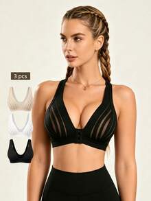 Lilivine 3pcs/Set Personalized Sexy Bra, Casual Bra Lingerie, Daily Wear Tank Top For Women, All Day Comfort - Multicolor - View 1