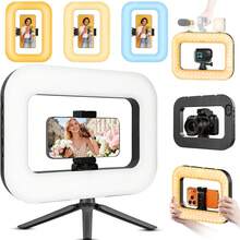 Lampu Ring LED Portabel yang Dapat Diredupkan dengan Klip Ponsel yang Dapat Diatur, Ditenagai USB, 3 Mode Pencahayaan, Cocok untuk Ponsel dan Tablet, Lampu Pengisi Studio untuk Selfie dan Live Streaming, Ideal untuk Pembuat Konten - 1 - View 2