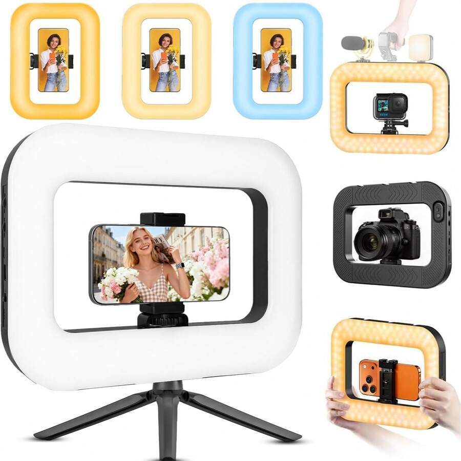 Lampu Ring LED Portabel yang Dapat Diredupkan dengan Klip Ponsel yang Dapat Diatur, Ditenagai USB, 3 Mode Pencahayaan, Cocok untuk Ponsel dan Tablet, Lampu Pengisi Studio untuk Selfie dan Live Streaming, Ideal untuk Pembuat Konten