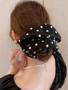 2/1pc Women's Loose Black And White Polka Dot Headband, Fashionable Multi-Purpose Elegant Minimalist Style - Multicolor - View 2