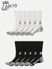 1/5/10/20 Pairs Men's Sports Mid-Calf Socks, Simple & Comfortable, Outdoor Fitness Socks - Multicolor - View 19