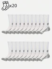 1/5/10/20 Pairs Men's Sports Mid-Calf Socks, Simple & Comfortable, Outdoor Fitness Socks - Multicolor - View 21