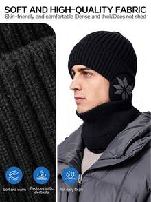 1pc Unisex Folded Brim Winter Knit Hat, Elastic Ear Protection Knit Hat, Thick Warm Winter Hat, Outdoor Cycling Skiing Ear Protection Cold-Proof Hat - Multicolor - View 8