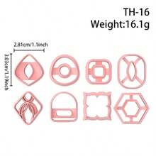 Multi-Style Geometric Pattern Polymer Clay Cutters, Hollow Frame Clay Cutters, DIY Handmade Earring Pendant Brooch Making Tools, Compatible With Polymer Clay, 3D Printed, Clean Cut, Handmade Jewelry Floral DIY Craft Accessories - Geometry - View 9