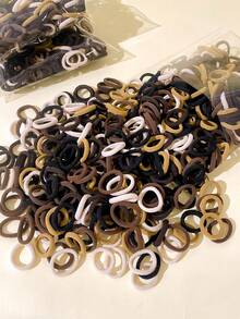 100pcs Women's Solid Color Casual Elastic Hairbands Ponytail Holder No Damage - Multicolor - View 6
