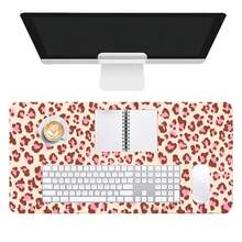 1pc Leopard Print Leather Desk Mat | Light Pink Brown Large Mouse Pad | Waterproof Anti-Slip Wear-Resistant | High-Definition Print Fade-Resistant | Suitable For Laptop/Keyboard/Mouse Storage And Desk Decoration | Home Office Student Desk Accessory - View 4
