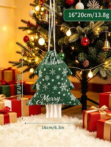 1pc Tree-Shaped Drawstring Storage Bag, Christmas Print With Hanging Rope Detail, Decorative Storage & Gift Packaging, Christmas Tree Ornament, Suitable For Christmas Party, Home Fireplace & Window Decor - Multiple Colors and Styles - View 16