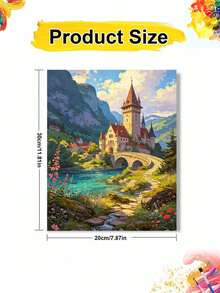 DIY Digital Oil Painting Kit - Castle Scenery, Beginner Canvas Art Handmade Painting Craft, Home Decor For Living Room, Bedroom, Holiday Gift, Includes Painting Tools. - Sets - View 9