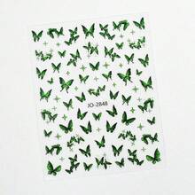 1 Sheets 3D Green Butterfly Nail Stickers Pink Purple Butterfly Nail Decals Spring Decorative Flower Leaf Stickers Nail Foils DIY - Multicolor - View 7