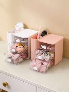 1pc Hair Accessory Storage Box, Cute Cloud Shaped Handle, 3 Compartments - Multicolor 2 - View 8