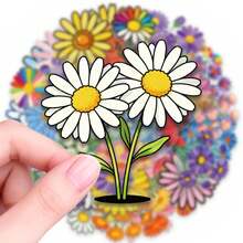 50pcs Cute Cartoon Flower PET Stickers, Diverse Designs, Enhance Thinking And Creative Action Ability, Art Supplies, Children Sticker Toys - Multicolor - View 7