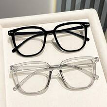 Unisex Rivet Square Thick Frame Decor Glasses Eyewear For Daily Commute Outfit - Transparent - View 1