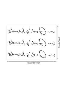 1 Sheet Handwritten Quote Wrist Temporary Tattoo Stickers, Thin Casual Script "In God's Hands" Fake Tattoos, Minimal Faith Body Art For Women, Waterproof Wrist Decor - Black - View 5