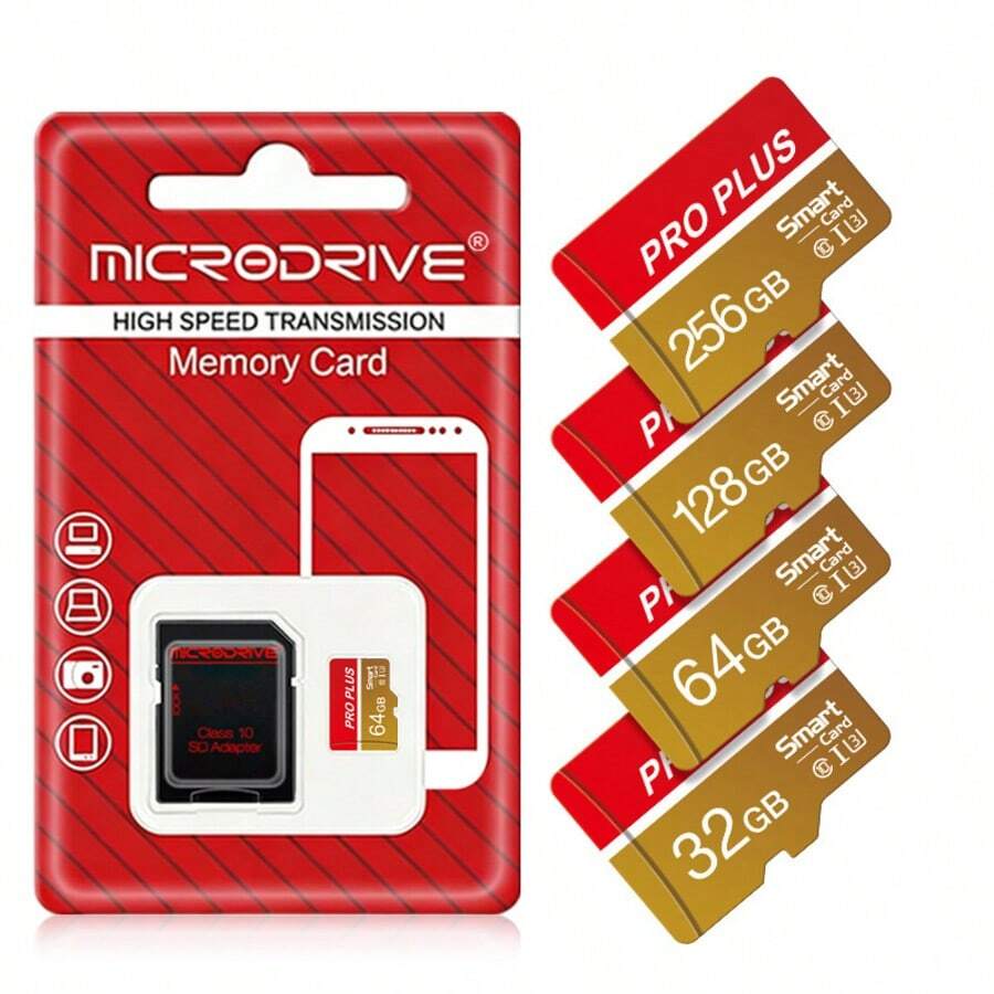 Kartu Memori Micro SD TF Kecepatan Tinggi PRO Kelas 10 dengan Adaptor Kartu SD, Kartu Penyimpanan Microdrive untuk Kamera Pengawasan & Aksi - View 1