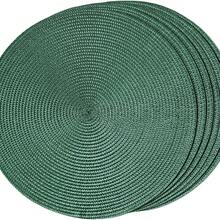 6 Pcs Dark Green PP Hand-Woven Round Placemats, Heat Insulation Table Mats, Wrinkle Resistant Decorative Pads, Multi-Color Optional, For Birthday Christmas Housewarming Banquet Holiday Party Family Gathering - Dark Green - View 7