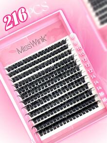 Miss Wink 216 Clusters 100D Ultra Dense D Curl Natural Lash Extensions 8-16mm Mix Assorted Pack 3D Portable Handmade Easy DIY Customizable Wear Suitable For Outings Parties Events Daily Use & Perfect Gift For Women Or Girls & Light Makeup Heavy Makeup Daily Wear - D - View 2