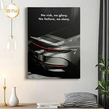 1pc Including The Introduction "No Risk, No Glory, No Failure, No Story," And Accompanied By A Rear-View Image Of A Sports Car, It Is Perfect For Decorating The Living Room, Office, Garage, Men's Private Space,Vintage Frameless Wall Arts Posters - 111 - View 12