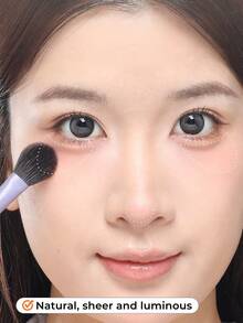 GUOXIAONIU 1pc Fan Blush Brush Natural Wool Soft & Gentle No Scratch Beginner Friendly Seamless Blending Multi-Use Contour Highlight Portable - Violet Purple - View 8