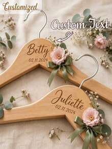 Personalized Wooden Wedding Hanger, Bride Hanger, Bridesmaid Gift, Customized Name Hanger Gift, Wedding Dress Hanger - Multicolor - View 5