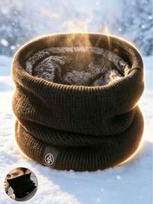 Winter Fleece Knitted Neck Warmer, Unisex Windproof Warm Neck Gaiter, Suitable For Outdoor Skiing Cycling - A - View 8